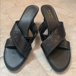 Liz Claiborne Black Dress Snake Skin Sandals, Size 10